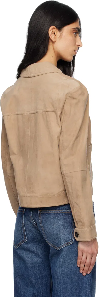 Max Mara Tan Baia Suede Jacket In Black