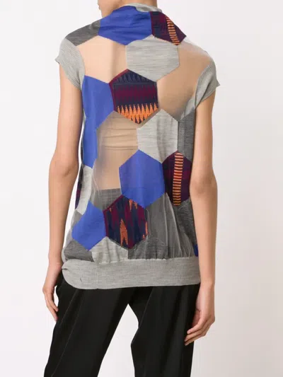 Junya Watanabe Pullover Mit Sechseck-print In Blue