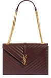 Saint Laurent 'large Monogram' Grained Leather Shoulder Bag - Red In Amaranto