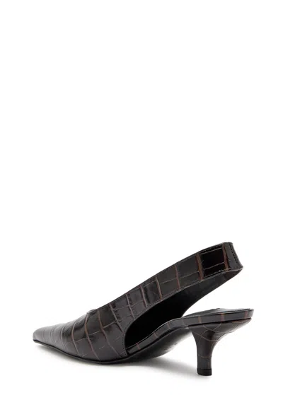 Totême Toteme Classic Croco Embossed Leather Slingback Pumps In Brown