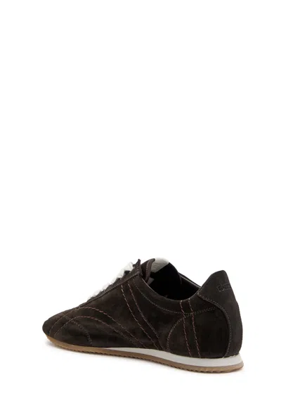 Totême Leather Sneakers Contrast Stitching Low Top Rubber In Black