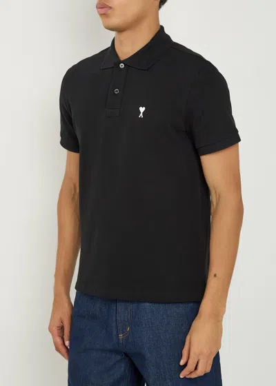 Ami Alexandre Mattiussi Black Cotton Short Sleeves Ami De Coeur Polo Shirt Black
