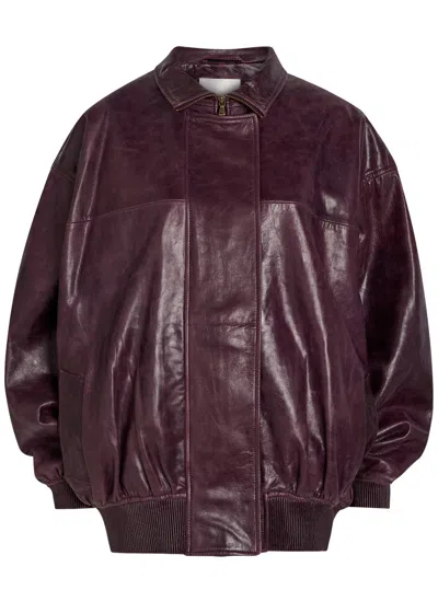 Christopher Esber Devon Leather Bomber Jacket In Burgundy