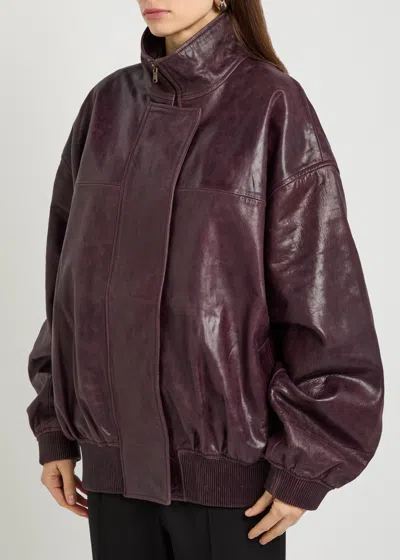 Christopher Esber Devon Leather Bomber Jacket In Burgundy