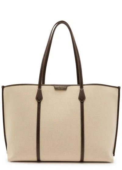 Tory Burch Perry Canvas Tote Bag Work Style In Nude