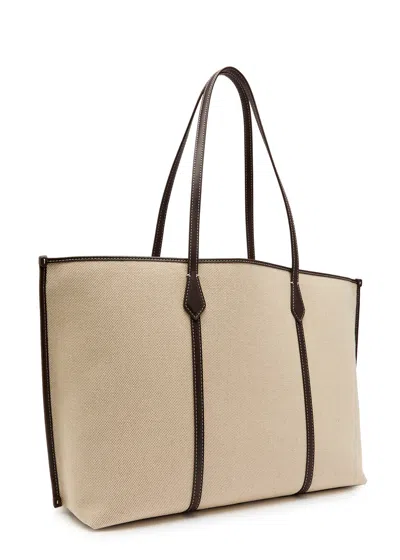 Tory Burch Perry Canvas Tote Bag Work Style In Nude