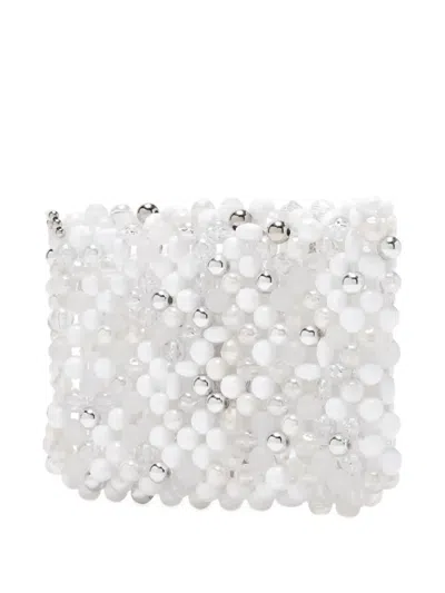 Bad At Math Beaded Shoulder Bag In White