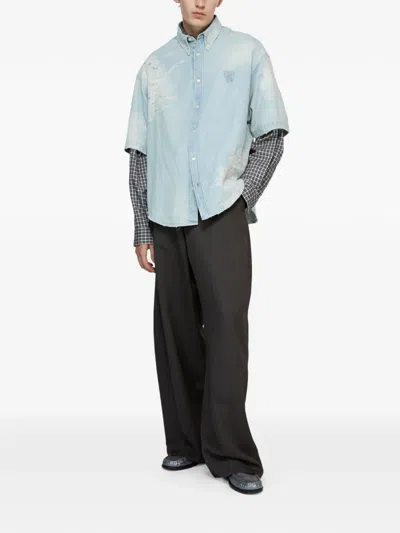 Acne Studios T-shirt Im Distressed-look In Blue