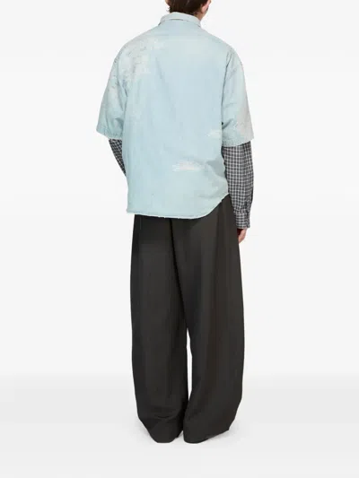 Acne Studios T-shirt Im Distressed-look In Blue