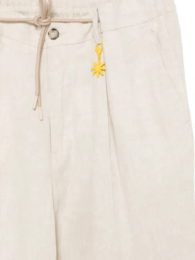 Manuel Ritz Beige Drawstring Trousers In Neutral