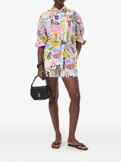 Closed Oversized-hemd Mit Print In White