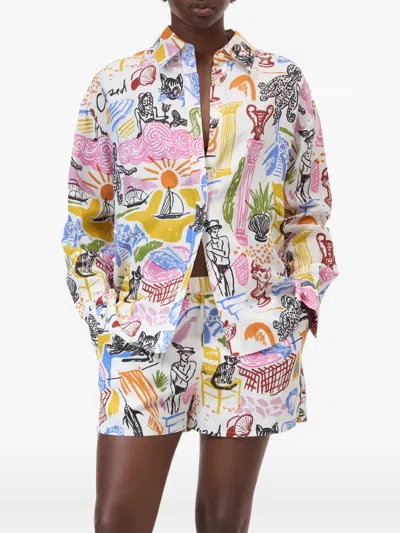 Closed Oversized-hemd Mit Print In White