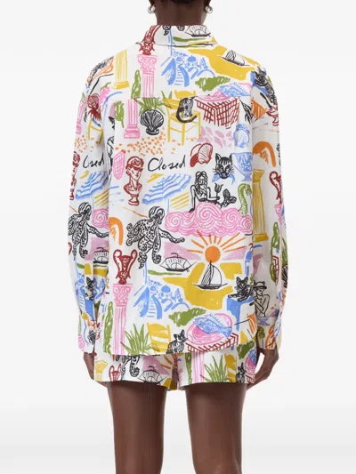 Closed Oversized-hemd Mit Print In White