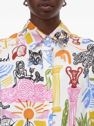 Closed Oversized-hemd Mit Print In White