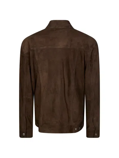 Department Five Buttoned Suede Jacket In Brown