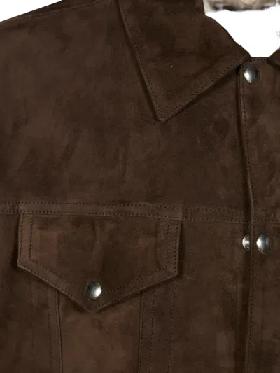 Department Five Buttoned Suede Jacket In Brown