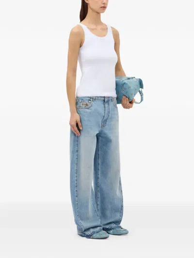 Msgm Lace-trim Bow Top In White