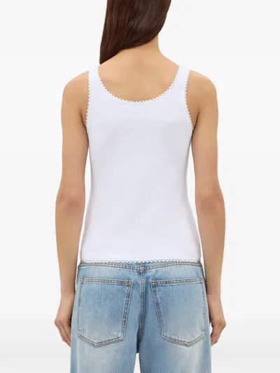 Msgm Lace-trim Bow Top In White