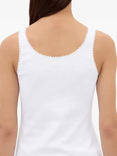 Msgm Lace-trim Bow Top In White