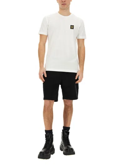 Belstaff Short Sleeved Mens Logo Patch T-shirt In White