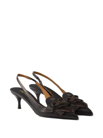 Prada Pumps Mit Fransen In Brown