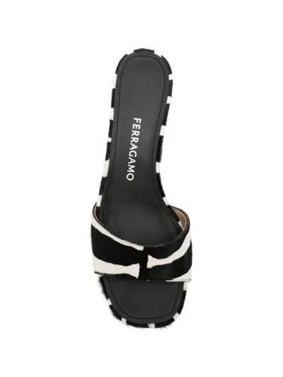 Ferragamo Sandals Open Toe Textured Finish Zebra Pattern In Multi