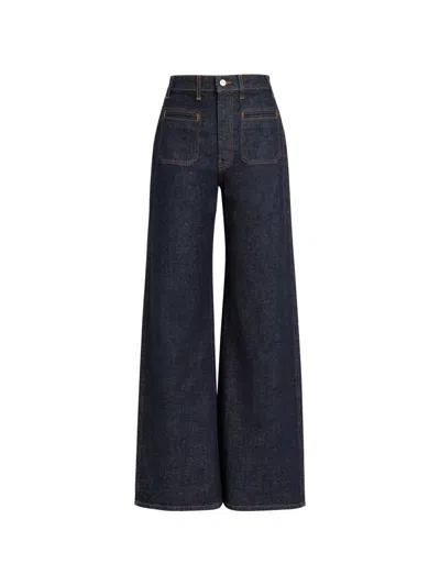 Khaite Delmonico Patch Pocket Wide-leg Jeans In Metallic