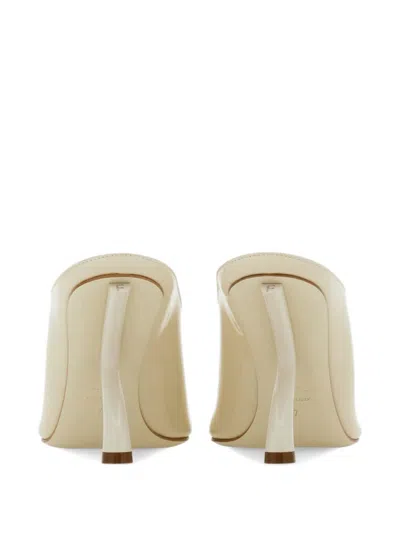 Ferragamo S-shaped Heel Mule In Neutral