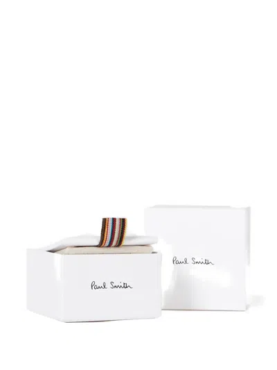 Paul Smith Striped Rectangular Cufflinks In Gold