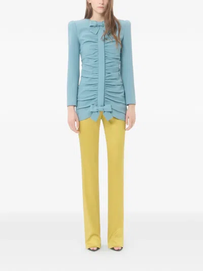 Valentino Light Blue Crispy Light Wool Jacket In Multi