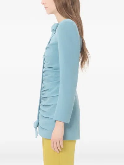 Valentino Light Blue Crispy Light Wool Jacket In Multi