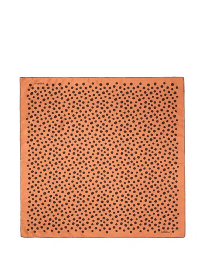 Valentino Garavani Dalmatian Polka Dot Silk Square Scarf In Orange