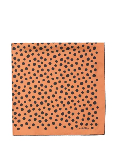 Valentino Garavani Dalmatian Polka Dot Silk Square Scarf In Orange