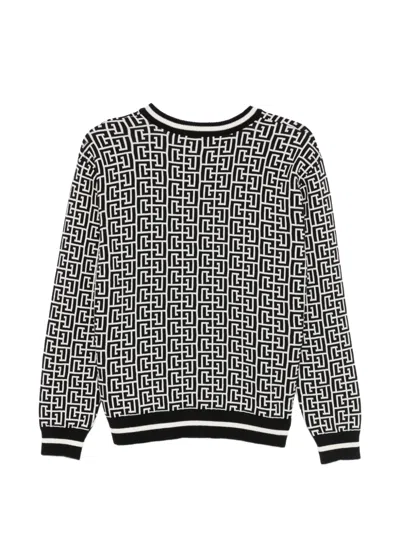Balmain Patterned Button Cardigan In Black