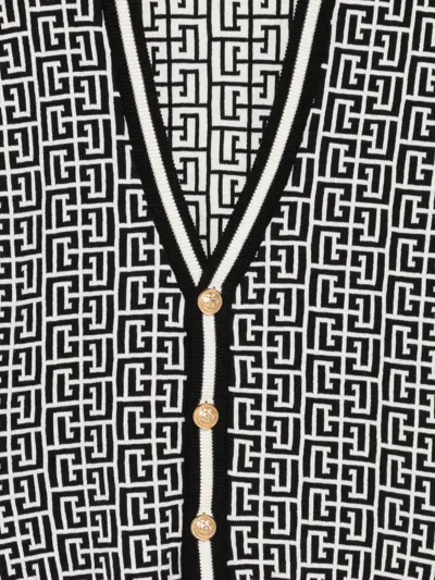 Balmain Patterned Button Cardigan In Black