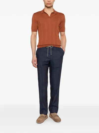Corneliani Drawstring Trousers In Blue