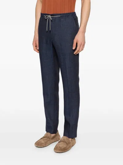 Corneliani Drawstring Trousers In Blue