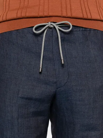 Corneliani Drawstring Trousers In Blue