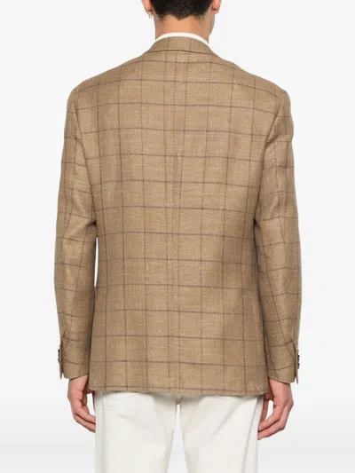 Corneliani Checked Button Jacket In Brown