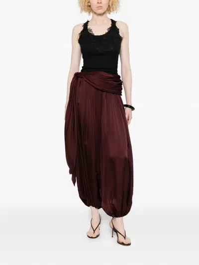 Zimmermann Luna Draped Silk Wide-leg Pants In Brown