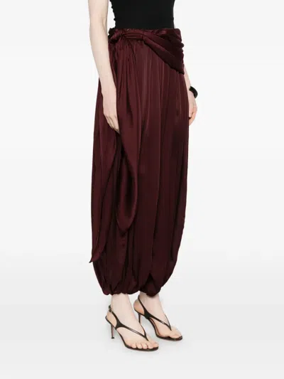 Zimmermann Luna Draped Silk Wide-leg Pants In Brown