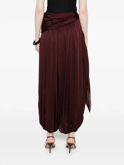 Zimmermann Luna Draped Silk Wide-leg Pants In Brown