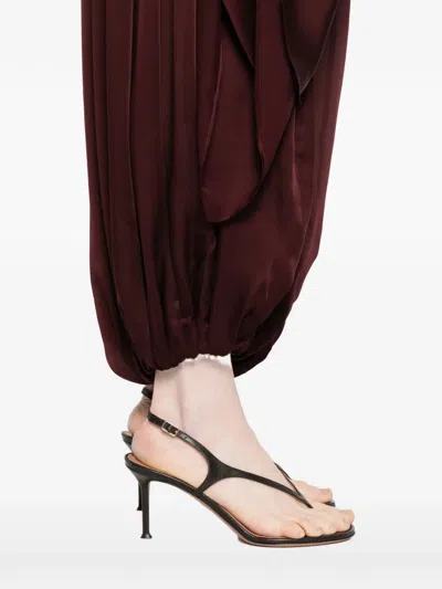 Zimmermann Luna Draped Silk Wide-leg Pants In Brown