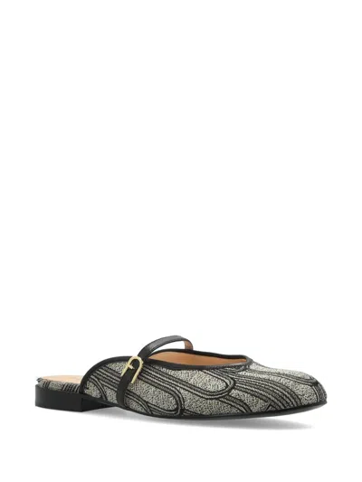Furla Patterned Strap Mules In Gray