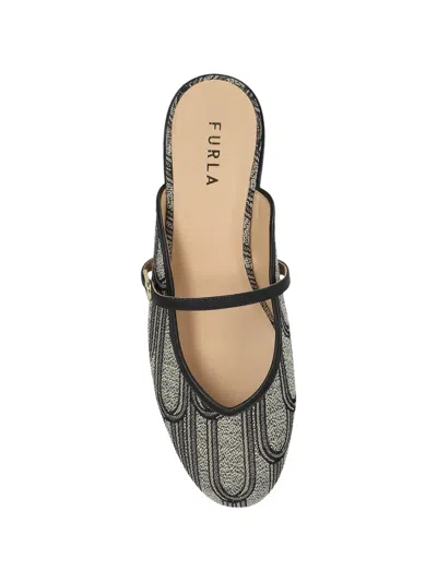 Furla Patterned Strap Mules In Gray