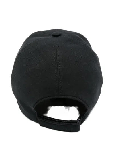 Zanone Top-button Baseball Cap In Black