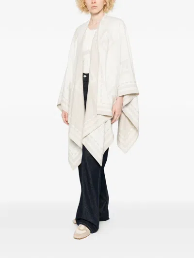 Fendi Geometric-patterned Cape In White