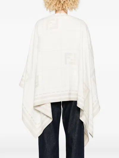 Fendi Geometric-patterned Cape In White