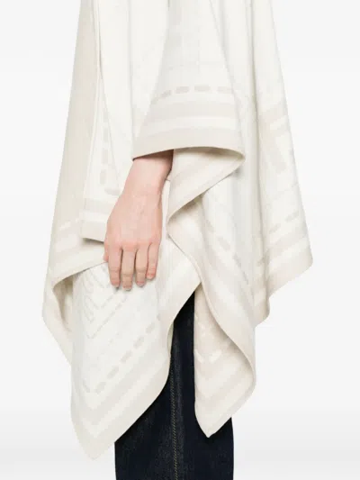 Fendi Geometric-patterned Cape In White