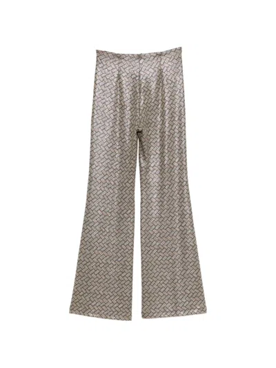 Siyu Tallis Patterned Flared Trousers In Multi